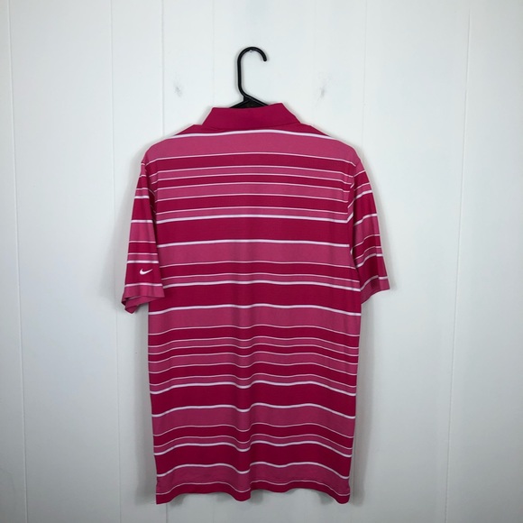 Nike Dri Fit Pink Striped Polo Sz M - Picture 6 of 9